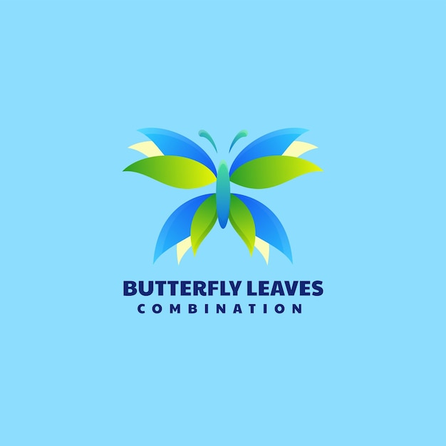 Illustration Logo Vectoriel Feuilles Papillon Dans Style Coloré Dégradé