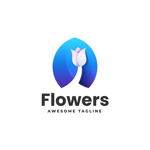 Illustration Logo Vectoriel Fleurs Dans Style Coloré Dégradé