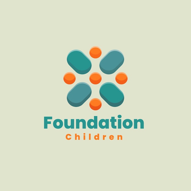 Illustration Logo Vectoriel Fondation Pour Enfants Dans Style Mascotte Simple