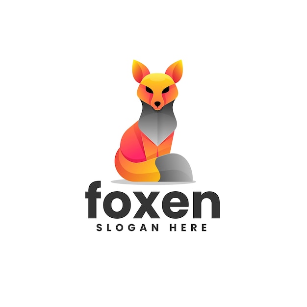Illustration Logo Vectoriel Fox Style Coloré Dégradé