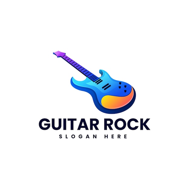 Illustration Logo Vectoriel Avec Guitare Rock Dans Style Coloré Dégradé