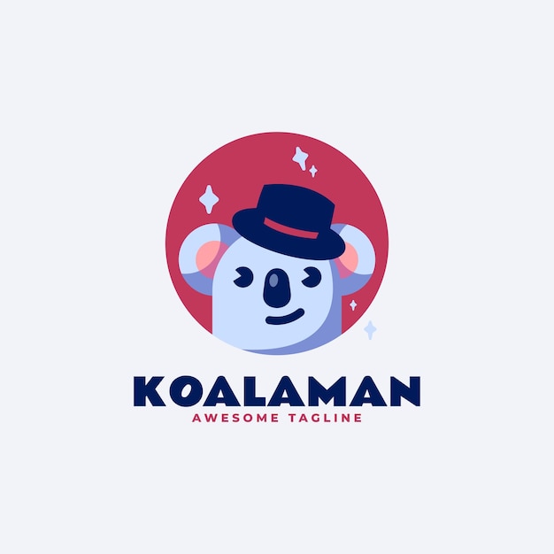 Illustration Logo Vectoriel Homme Koala Dans Style Moderne Plat