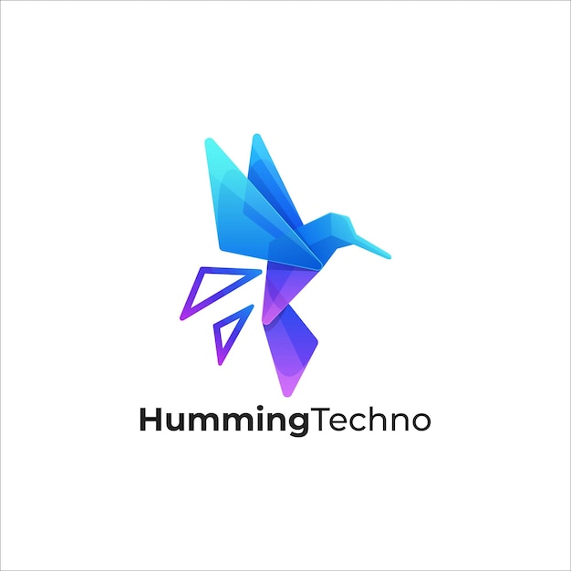 Illustration Logo Vectoriel Humming Techno Gradient Style Coloré