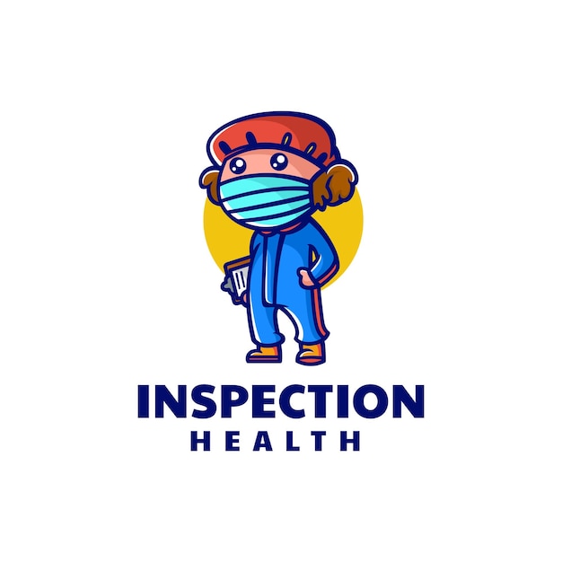 Illustration Logo Vectoriel Inspecteur Sain Mascotte Dans Style Dessin Animé