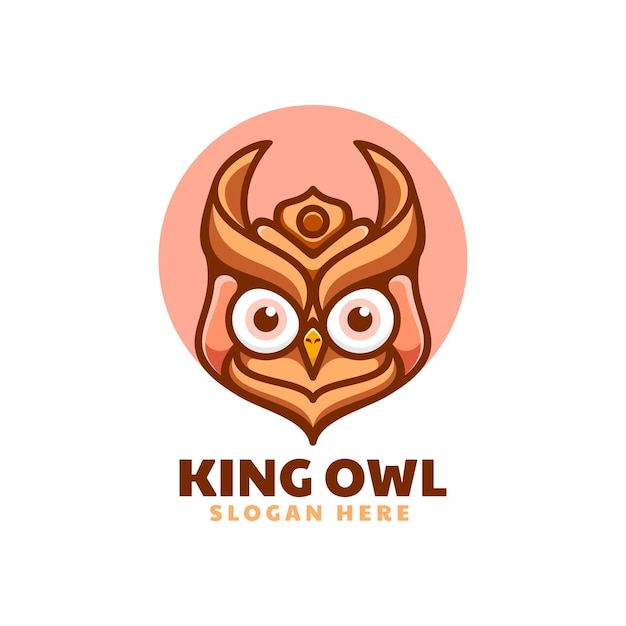 Illustration Logo Vectoriel King Owl Style Mascotte Simple