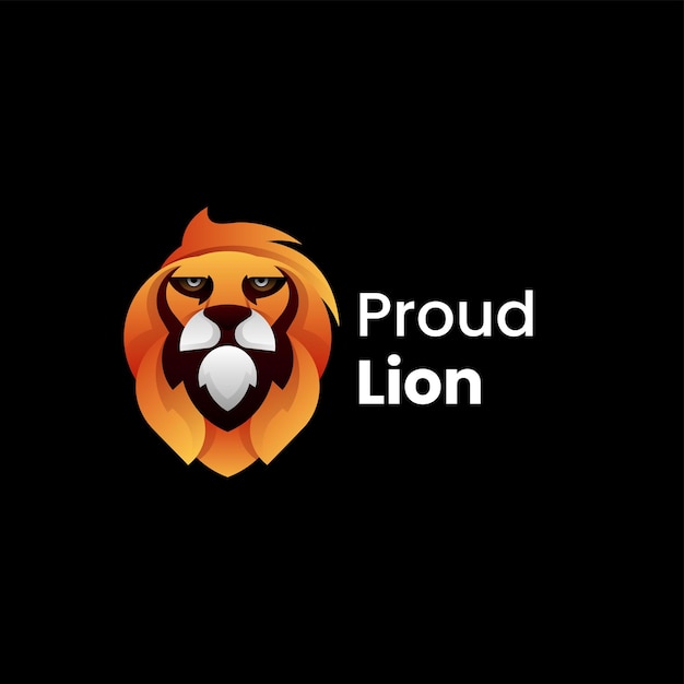 Vecteur illustration logo vectoriel lion fier dans style coloré dégradé