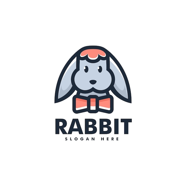 Illustration Logo Vectoriel Mascotte Lapin Mignon Dans Style Dessin Animé