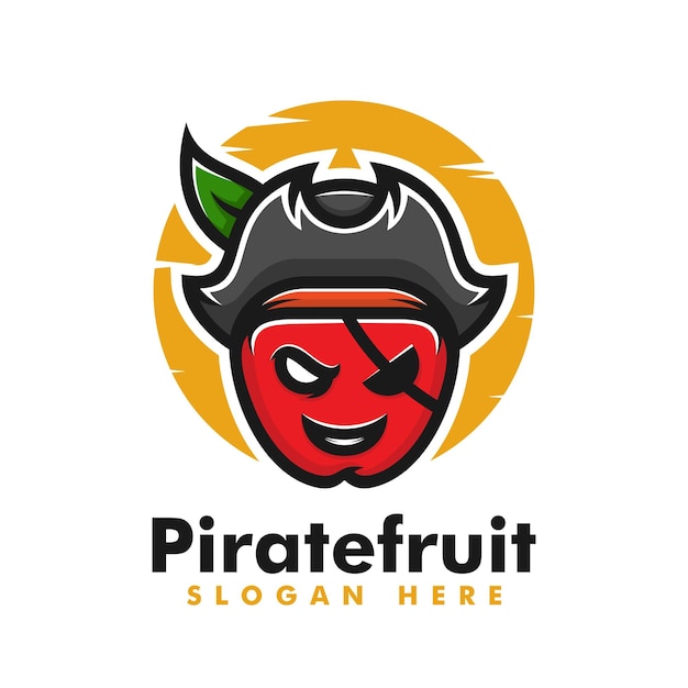 Illustration Logo Vectoriel Pirate Pomme Mascotte Logo Dessin Animé