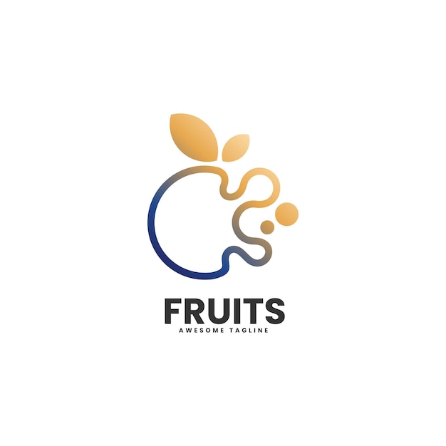 Illustration Logo Vectoriel Avec Style Art Ligne Dégradé Fruits