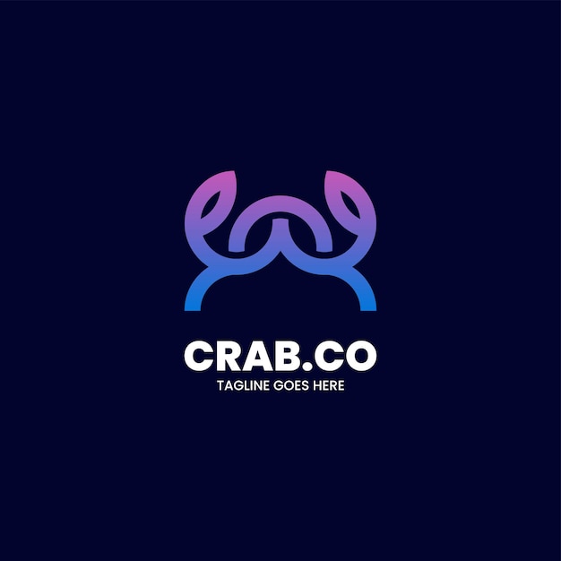 Illustration Logo Vectoriel Style Art Ligne Gradient Crabe