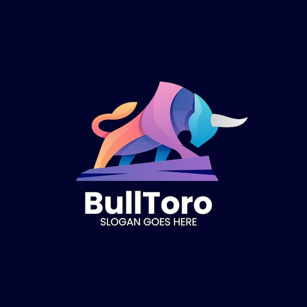 Vecteur illustration logo vectoriel taureau dans style coloré dégradé