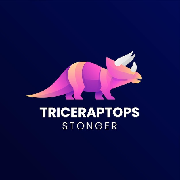 Illustration Logo Vectoriel Triceratops Dégradé Style Coloré