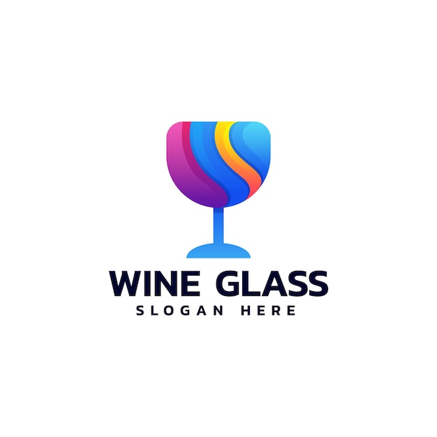 Illustration Logo Vectoriel Verre Vin Style Coloré Dégradé