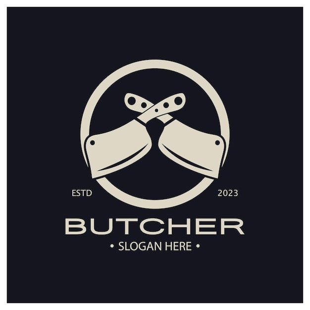Illustration De Logo Vintage De Couteau De Boucher Modèle De Logo De Couteau De Chef Pour Les Entreprises Badges Restaurants