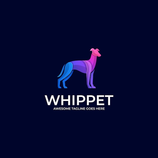 Illustration Logo Whippet Pose Gradient Coloré