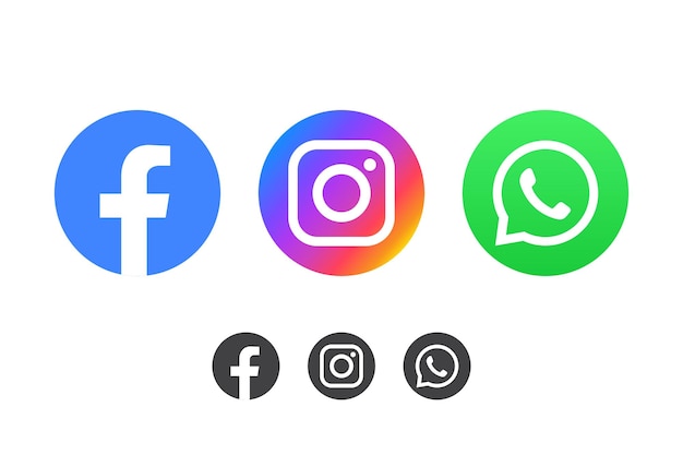 Vecteur illustration des logos de facebook et d'instagram et de whatsapp