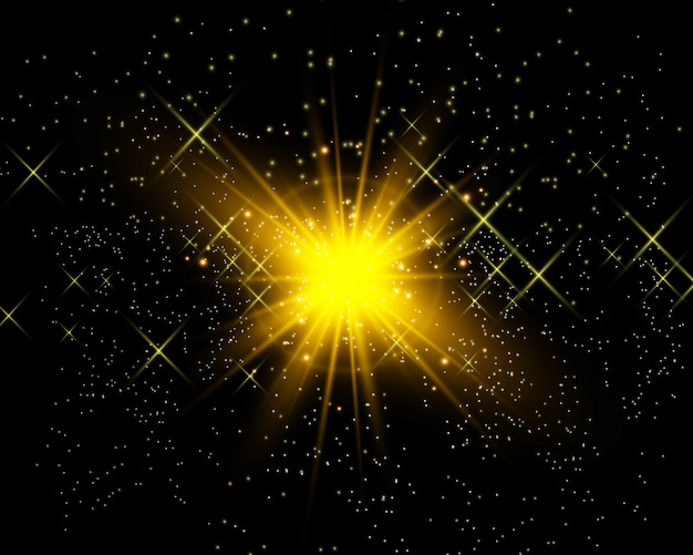 Illustration De La Lumière D'une étoile Pour Une Belle Image Sur Fond Transparent, Avec éblouissement Et Belle Brillance