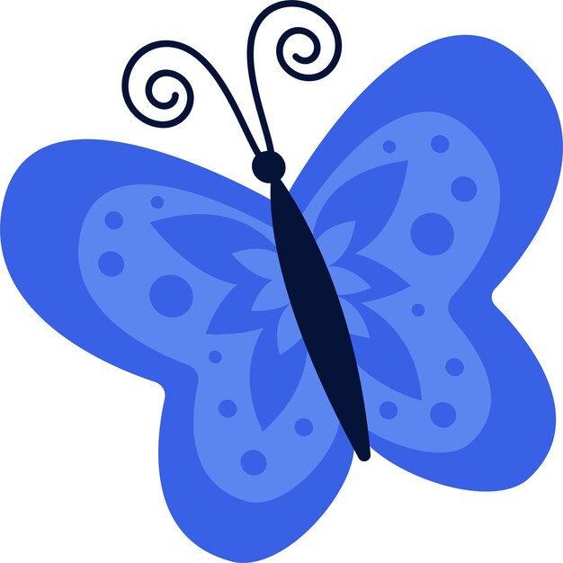 Illustration lumineuse d'un papillon bleu sur fond blanc vecteur insérer logo idée coloration