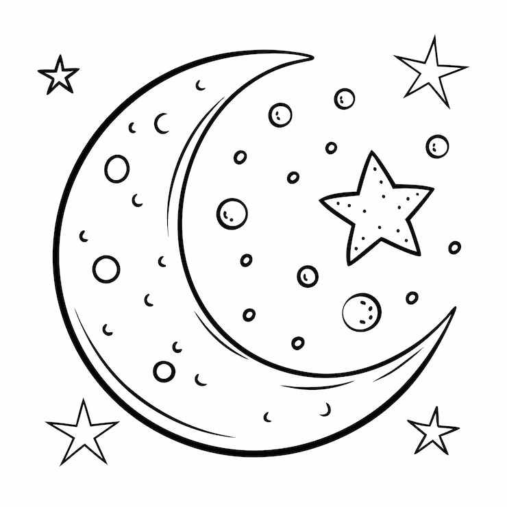 Vecteur illustration de la lune et des étoiles