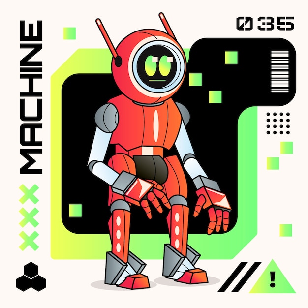 Illustration de la machine robotique rouge