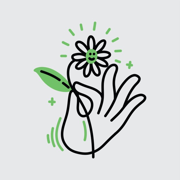 Illustration de la main tenant la fleur