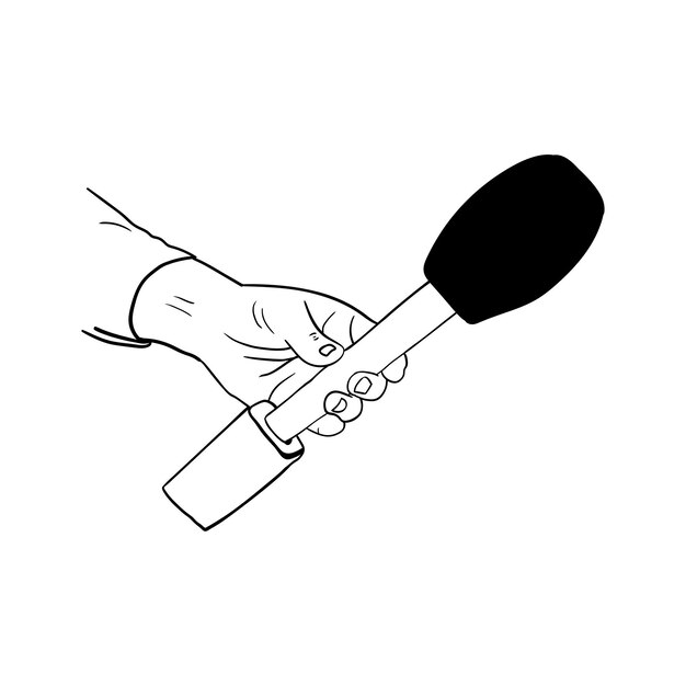 Illustration d'une main tenant un microphoneicône dessinée à la main d'une main tenant un microphone