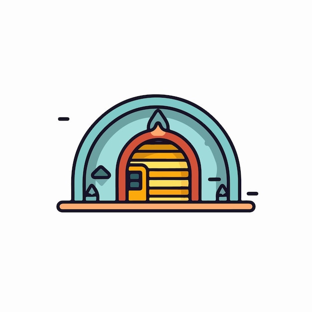 Illustration d'une maison avec un dôme rond et une porte qui dit "maison"