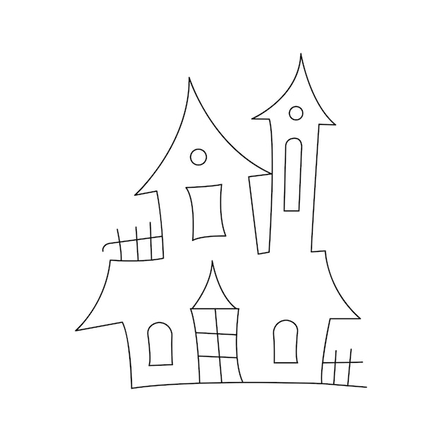 Illustration de la maison hantée isolée sur fond blanc. illustration de la maison d'Halloween.