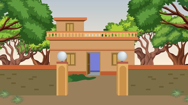 Illustration De La Maison Indienne Vector Artvillage Houseindian Village Background For Cartoon