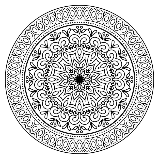 Illustration De Mandala Noir Sur Le Style Doodle. Coeurs De Mandala Doodle Dessinés à La Main De Vecteur. Art Décoratif.