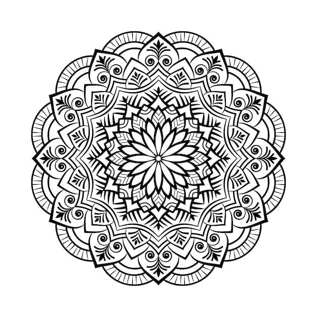 Vecteur illustration de mandala noir sur le style doodle. coeurs de mandala doodle dessinés à la main de vecteur. art décoratif.