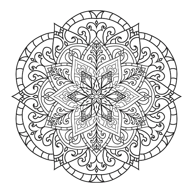 Illustration de mandala. Ornements floraux pour cahier de coloriage.