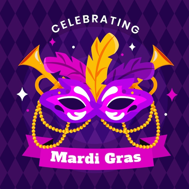 Vecteur illustration de mardi gras plat