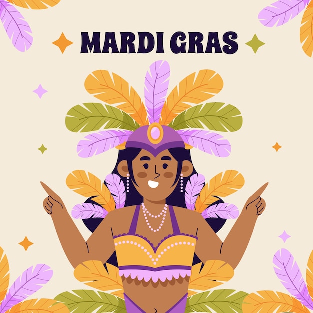 Vecteur illustration de mardi gras plat