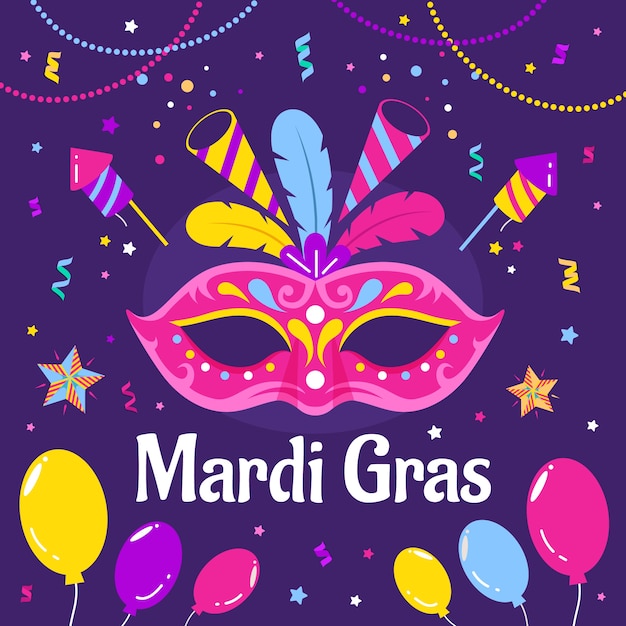 Vecteur illustration de mardi gras plat