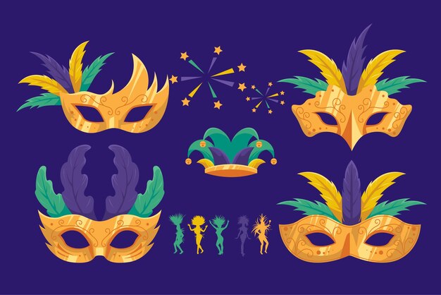Illustration de mardi gras plat
