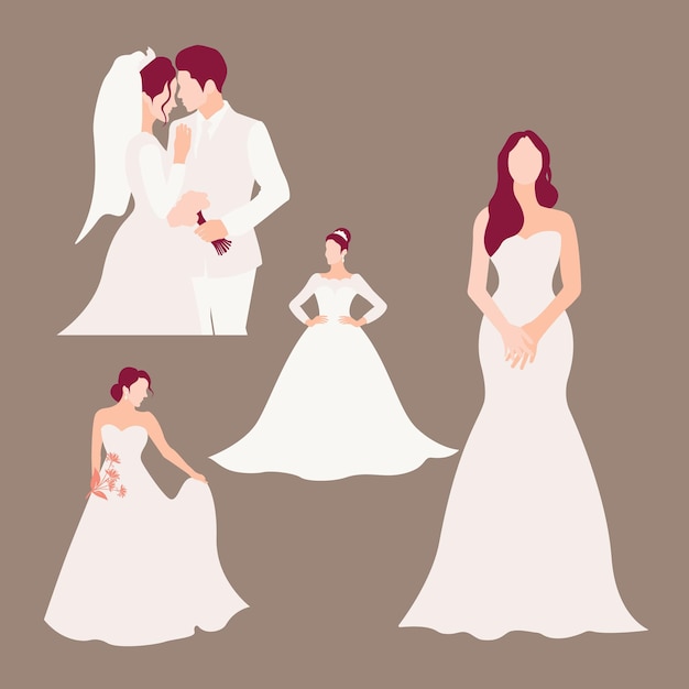 Vecteur illustration de mariage avec style boho