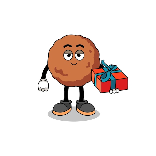 Illustration De Mascotte De Boulettes De Viande Donnant Un Design De Personnage Cadeau