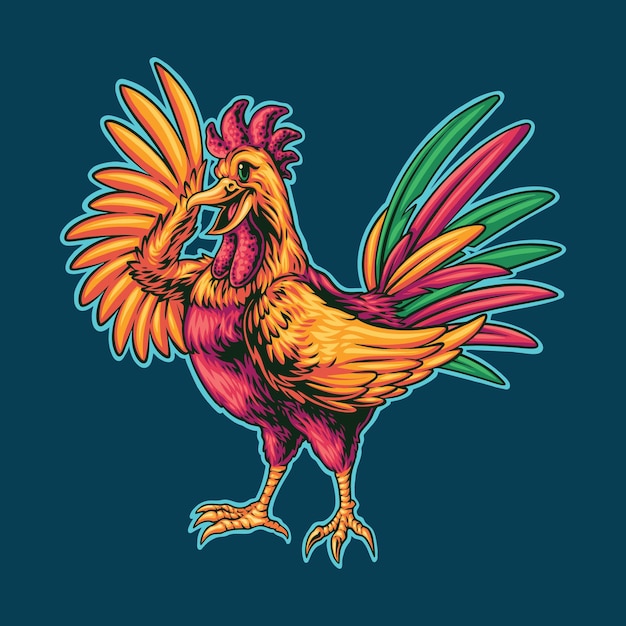 Illustration De Mascotte De Coq Mignon