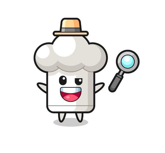 Illustration De La Mascotte Du Chapeau De Chef En Tant Que Détective Qui Parvient à Résoudre Une Affaire, Design De Style Mignon Pour T-shirt, Autocollant, élément De Logo