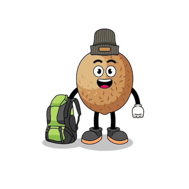 Illustration De La Mascotte Du Kiwi En Tant Que Randonneur