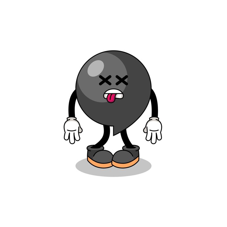 Vecteur l'illustration de la mascotte du symbole virgule est morte
