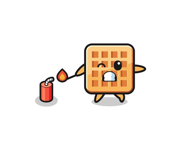 Illustration De Mascotte De Gaufre Jouant Au Pétard