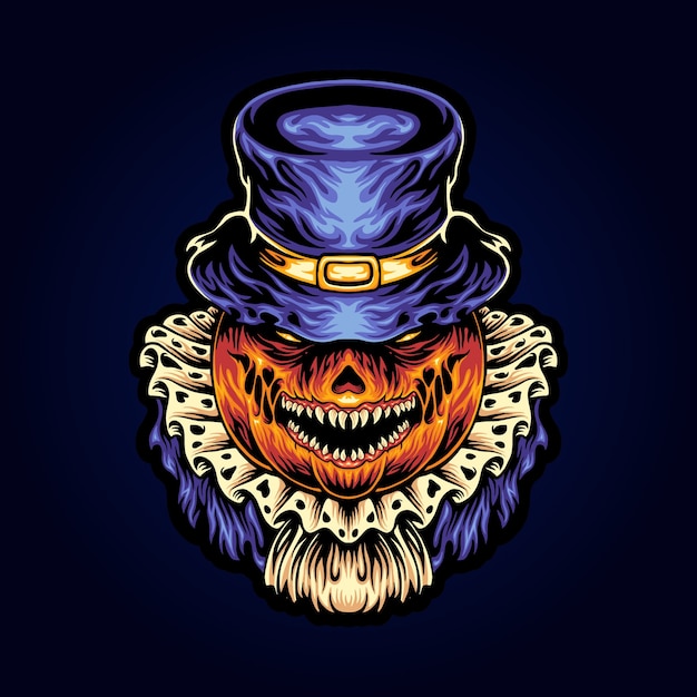 Illustration De Mascotte Halloween Tête De Jack O Lantern