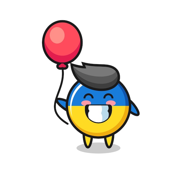 L'illustration De La Mascotte De L'insigne Du Drapeau Ukrainien Joue Au Ballon, Design De Style Mignon Pour T-shirt, Autocollant, élément De Logo