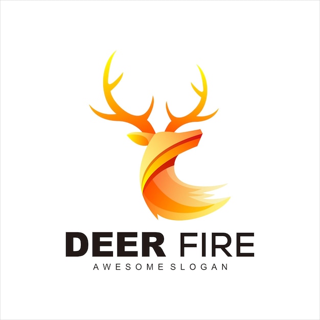 Illustration De Mascotte De Logo Coloré De Feu De Cerf