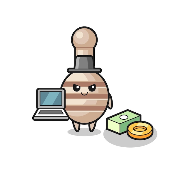 Illustration De Mascotte De Louche De Miel En Tant Que Conception Mignonne De Hacker