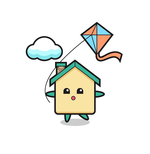 L'illustration De Mascotte De Maison Joue La Conception Mignonne De Cerf-volant