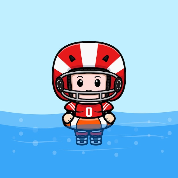 Illustration De Mascotte De Natation De Joueur De Football Américain Mignon