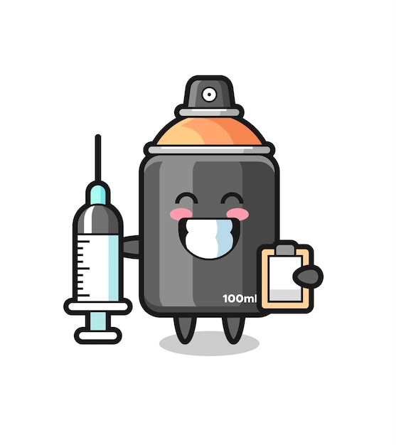 Illustration De Mascotte De Peinture En Aérosol En Tant Que Médecin, Conception De Style Mignon Pour T-shirt, Autocollant, élément De Logo